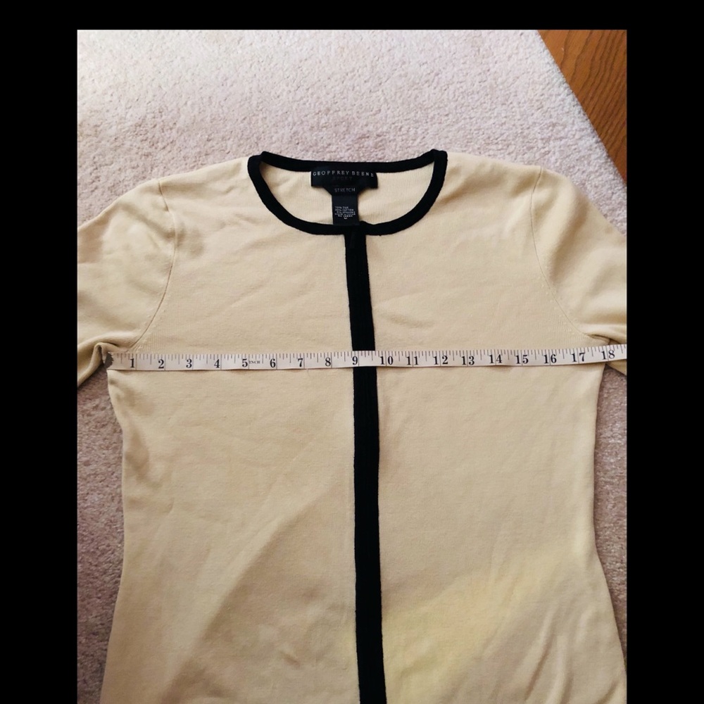 3/4 Length Sleeve Sporty Tennis Zip-Up Cream and Black Colored Sweater - Picture 5 of 7